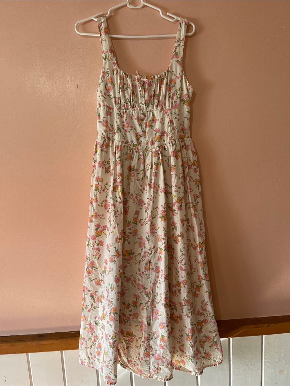 Jessica Simpson Cream Floral Maxi Dress with Pink and Orange Blooms